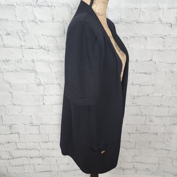 ST. John basic santana Cardigan Sz L padded jacket black short sleeve A34 - Picture 3 of 6